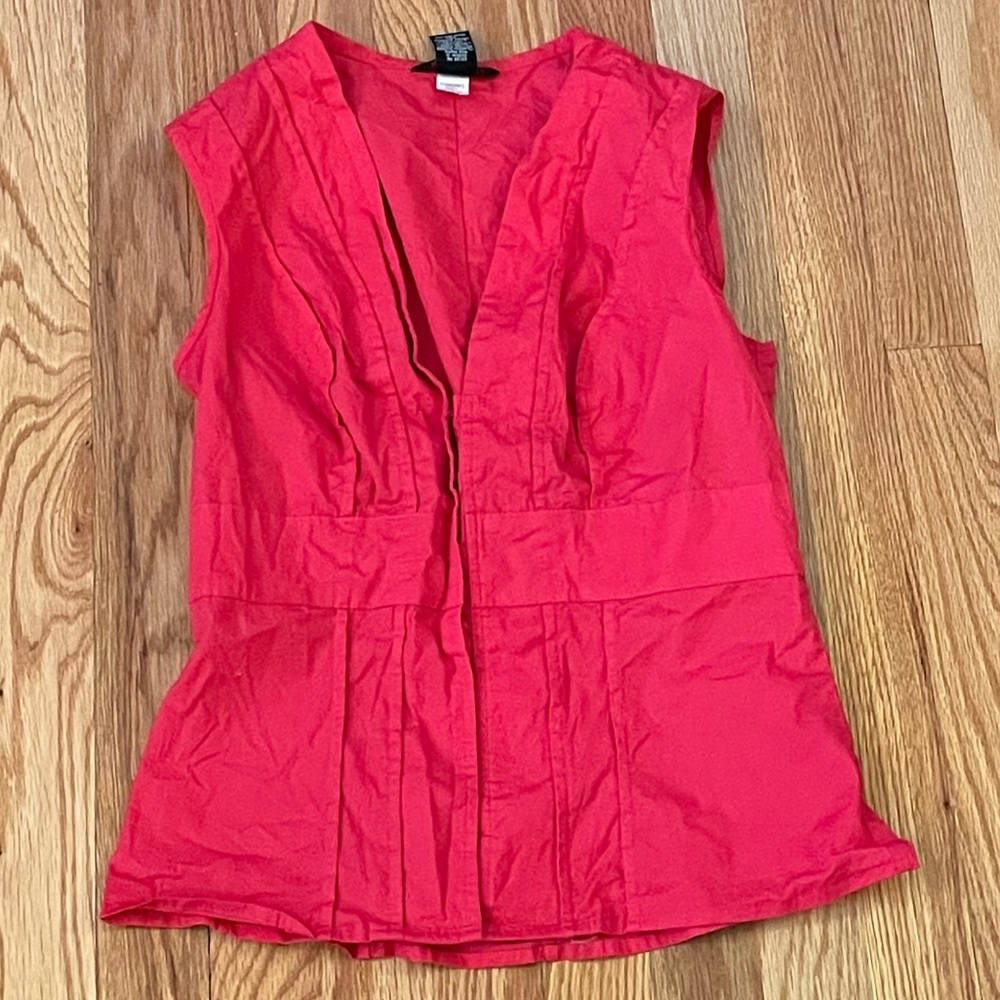 Moda International Red Sleeveless V-Neck Blouse